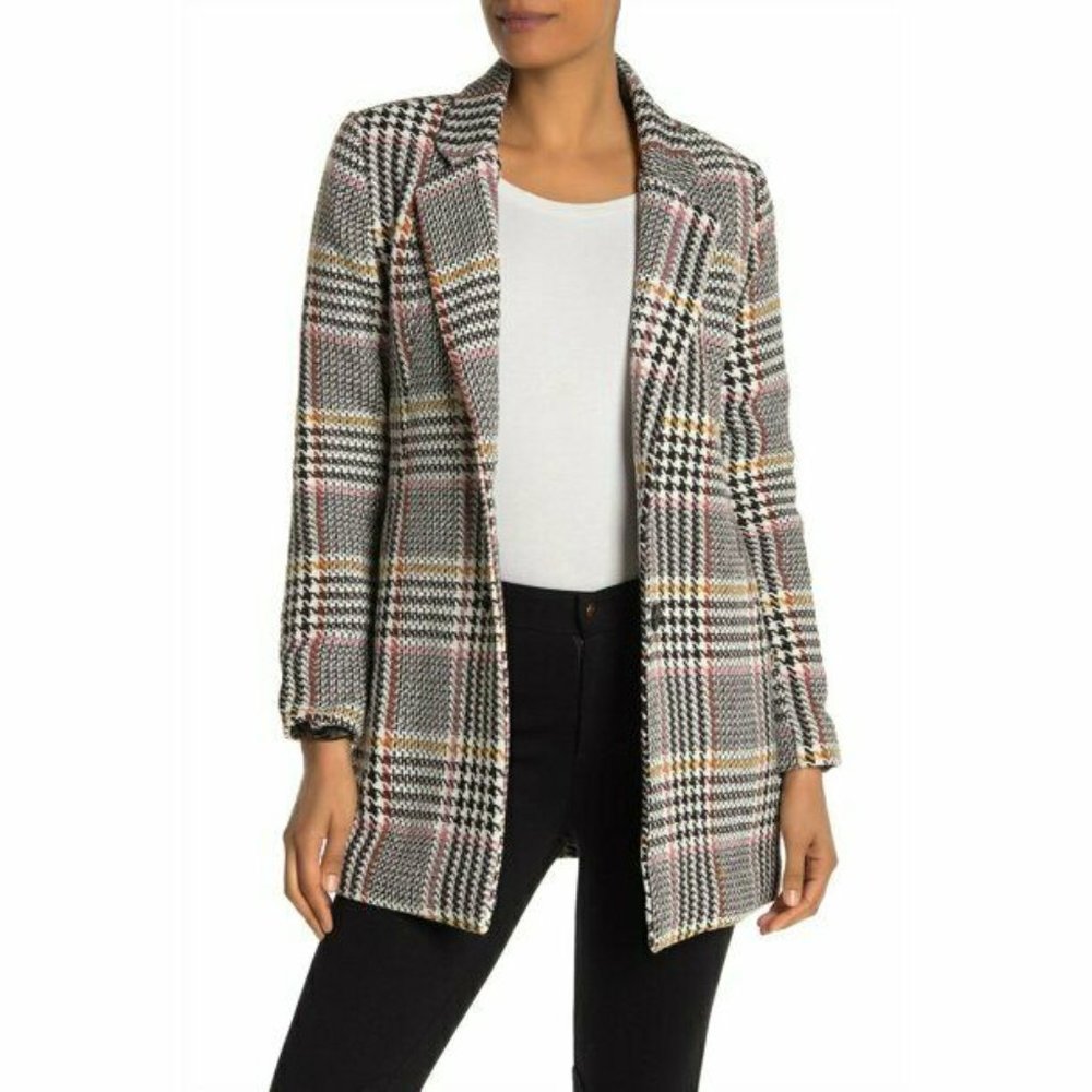 Sebby Collection Women's Glen Plaid Two Button Woven Coat